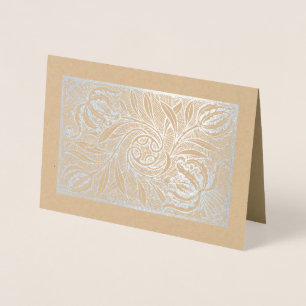 Floral Woodcut Print Foil Card