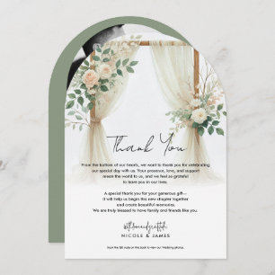 Floral Wooden Arch Greenery Roses Rustic Thank You Invitation