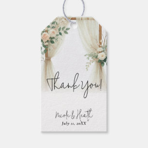 Floral Wooden Arch Greenery Roses Rustic Wedding Gift Tags