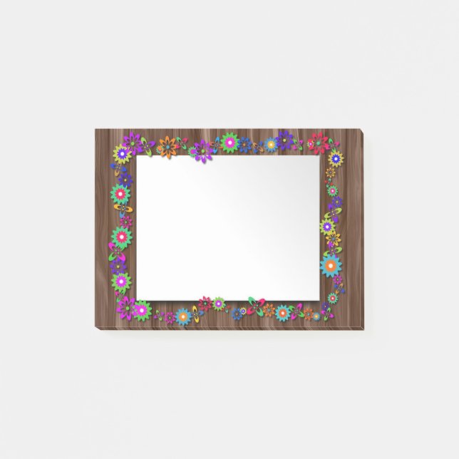 Floral Wooden Frame Post It Notes (Front)