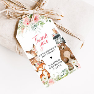 Floral Woodland Animals Baby Shower Favor Tags