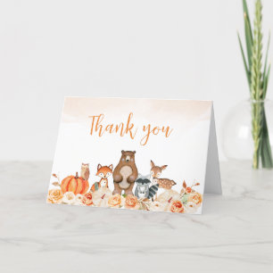 Floral Woodland Animals Baby Shower Thank You Card