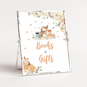 Floral Woodland Animals Books and Gifts Sign