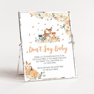 Floral Woodland Animals Don't Say Baby Sign
