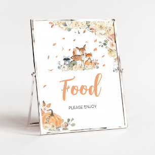 Floral Woodland Animals Food Sign