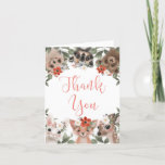 Floral woodland animals forest friends pink white thank you card<br><div class="desc">For more advanced customization of this design,  simply select the "Customize It" button above!</div>
