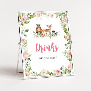 Floral Woodland Baby Shower Drinks Sign
