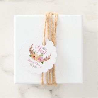 Floral Woodland babyshower party favour tag