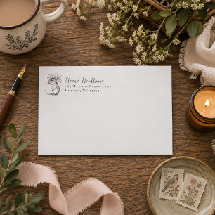 Floral Woodland Mouse Return Address Envelope
