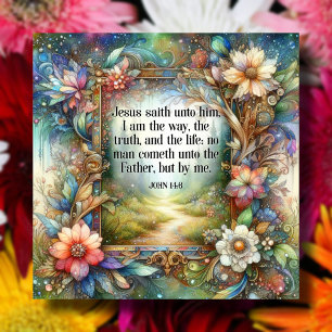 Floral Woodland With Inspirational John 14:6 Verse Tile