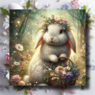 Floral Woodlands Whimsical Bunny Easter Holiday Card