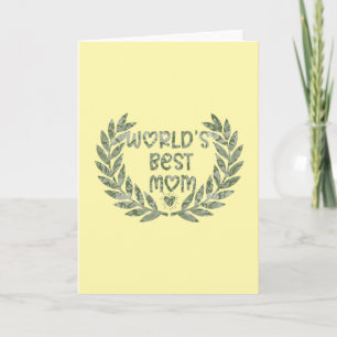 Floral World's Best Mom Text Design Card