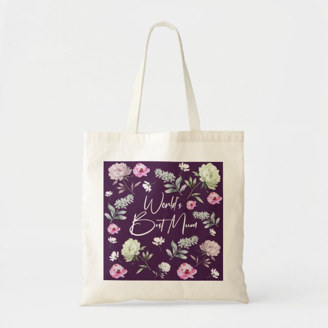 Floral World's Best Mum Tote Bag (Front)