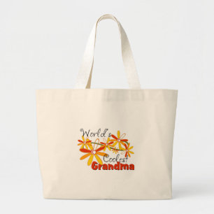 Floral World's Coolest Grandma Large Tote Bag