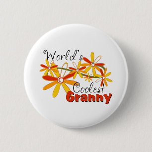 Floral World's Coolest Granny 6 Cm Round Badge