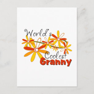 Floral World's Coolest Granny Postcard