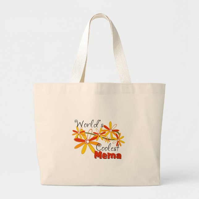 Floral World's Coolest Mema Large Tote Bag (Front)