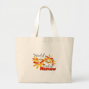 Floral World's Coolest Memaw Large Tote Bag