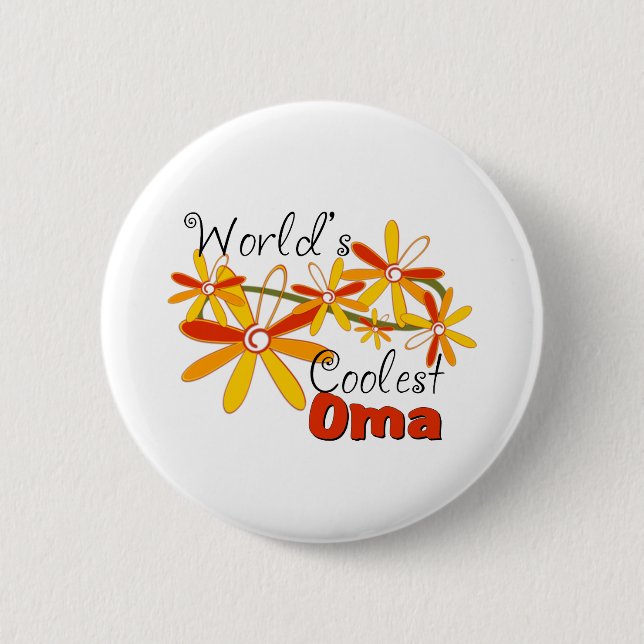 Floral World's Coolest Oma 6 Cm Round Badge (Front)