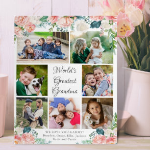 Floral WORLD'S GREATEST GRANDMA Photo Collage Plaque