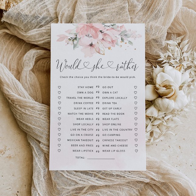Floral Would she rather bridal shower game (Creator Uploaded)