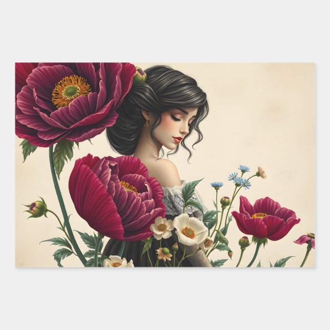 Floral Wrapping Paper Flat Sheet Decoupage (Front)