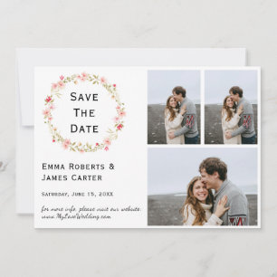 Floral Wreath 3-Photo Save the Date