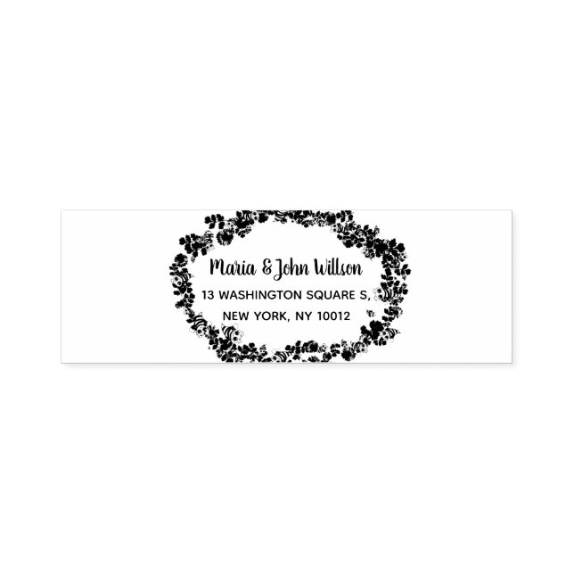Floral Wreath And Return Address Self-inking Stamp (Design)
