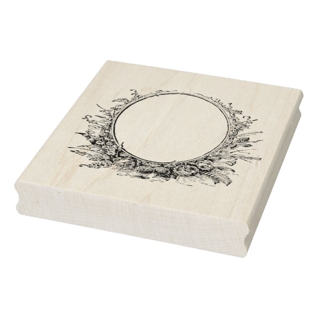 Floral Wreath Antique Frame Rubber Art Stamp (Stamp)