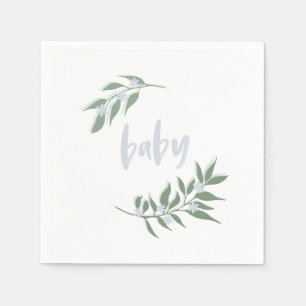 Floral Wreath Baby Blue Napkin Baby Shower