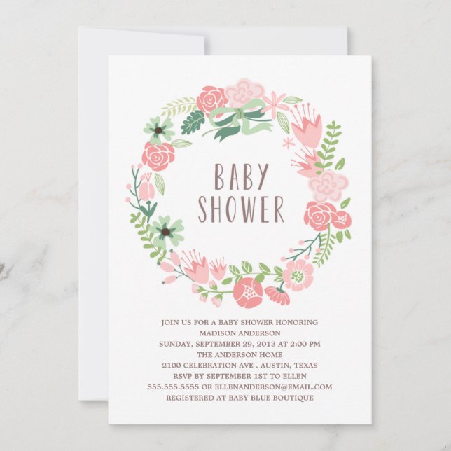 Floral Wreath | Baby Shower Invitation (Front)
