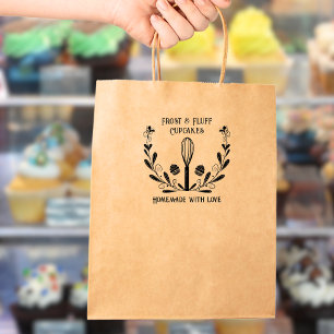 Floral Wreath Bakery Whisk & Cupcake Stamp