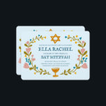 Floral Wreath Bat Mitzvah Hand-drawn Custom  Invitation<br><div class="desc">Perfect card to announce a bar mitzvah, bat mitzvah or other Jewish celebration! Hand made art for you! FULLY CUSTOMIZABLE! Click on “Personalise” above to edit the text. Click "edit using design tool" to adjust the fonts, colours and placements. Also you can easily change the card style to have square...</div>