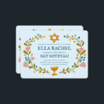 Floral Wreath Bat Mitzvah Hand-drawn Custom  Invitation<br><div class="desc">Perfect card to announce a bar mitzvah, bat mitzvah or other Jewish celebration! Hand made art for you! FULLY CUSTOMIZABLE! Click on “Personalise” above to edit the text. Click "edit using design tool" to adjust the fonts, colours and placements. Also you can easily change the card style to have square...</div>