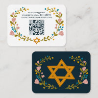 Floral Wreath Bat Mitzvah Hand-drawn Custom QRcode