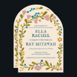 Floral Wreath Bat Mitzvah Hand-drawn Custom QRcode Invitation<br><div class="desc">Perfect card to announce a bar mitzvah, bat mitzvah or other Jewish celebration! Hand made art for you! FULLY CUSTOMIZABLE! Click on “Personalise” above to edit the text and add your link to the QR code on the back (check my shop for alternate designs with custom photo). Click "edit using...</div>