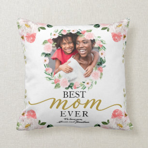 Floral Wreath Best Mum Ever Mothers Day Cushion