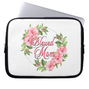 Floral Wreath Blessed Mom Laptop Sleeve
