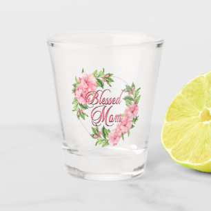 Floral Wreath Blessed Mom Shot Glass