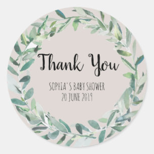 Floral Wreath Branch Botanical Thank you Sticker