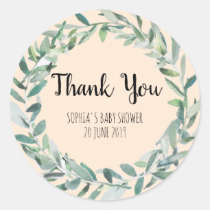 Floral Wreath Branch Botanical Thank you Sticker