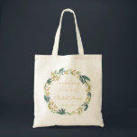 Floral Wreath Bridal Shower Gift Tote Bag<br><div class="desc">Pretty gold floral wreath design.</div>