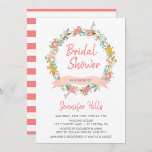 Floral Wreath Bridal Shower Invitation