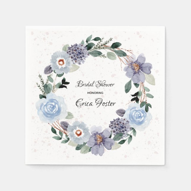 Floral Wreath Bridal Shower Napkin (Front)