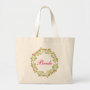 Floral Wreath Bride Large Tote Bag