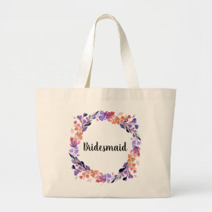 Floral Wreath Bridesmaid Large Tote Bag