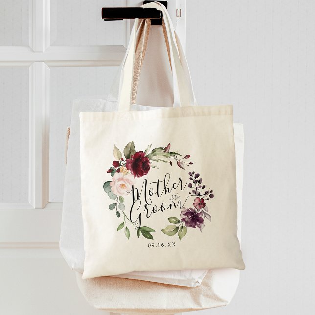 Floral Wreath Burgundy Blush Mother of the Groom Tote Bag (Floral Wreath Burgundy Blush Mother of the Groom Tote Bag)