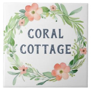 Floral Wreath Custom House Name Plate Sign Plaque Tile