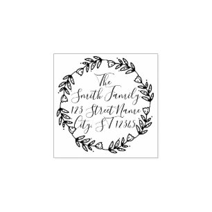Floral  Wreath Customisable Address Stamp