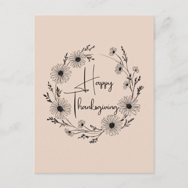 Floral wreath design with daisies, postcard (Front)